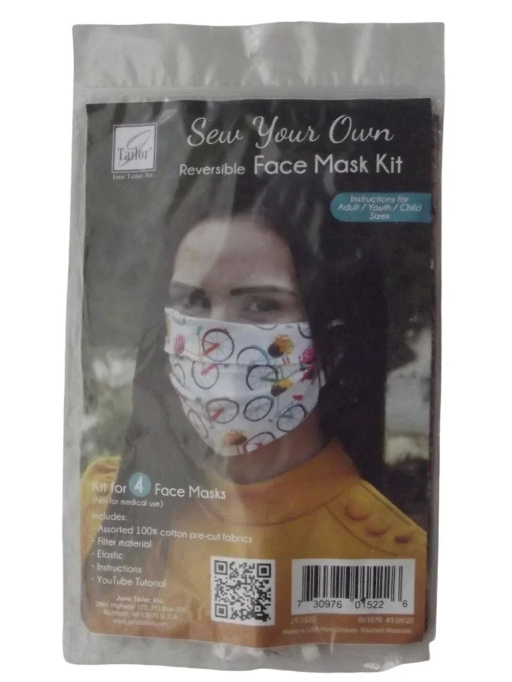 Sew Your Own Reversible Face Mask Kit lot of 4 Cotton paisley floral ditzy pink